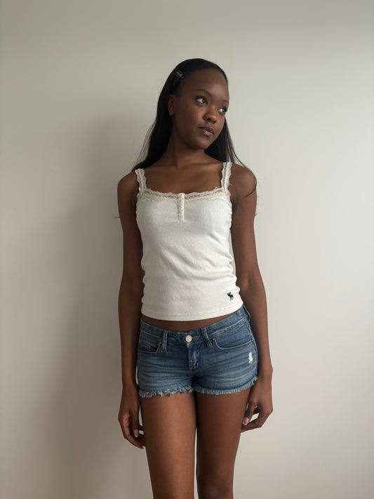 off-white lace henley tank